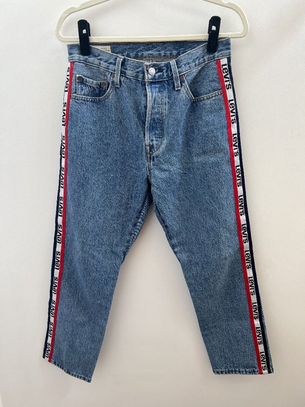 Levis Striped Logo Side Button Fly 501 Jeans Size 28x26